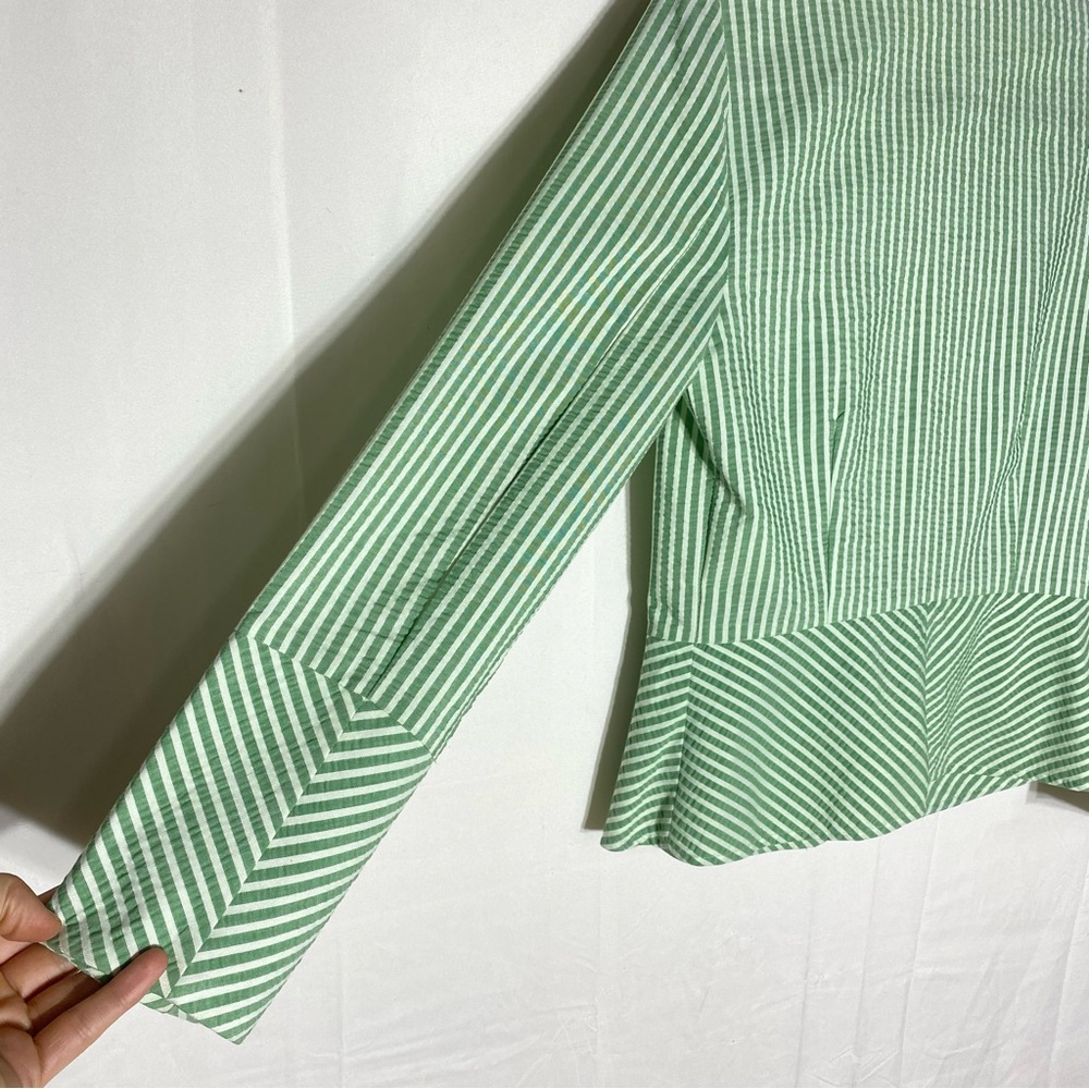 Vintage Fidel Green Striped Seersucker Cotton Blazer Jacket 4 Twee Coastal - Picture 12 of 16